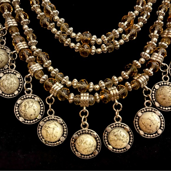 Silver Beads Four Layer Necklace - Picture 2 of 4